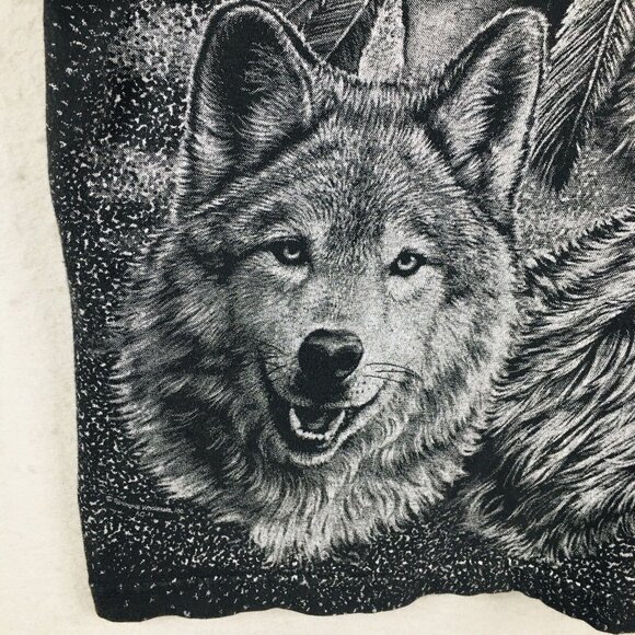 Springhill Wholesale Shirt Mens Large Black Indian Warrior Wolf Single Stitch - Picture 11 of 16
